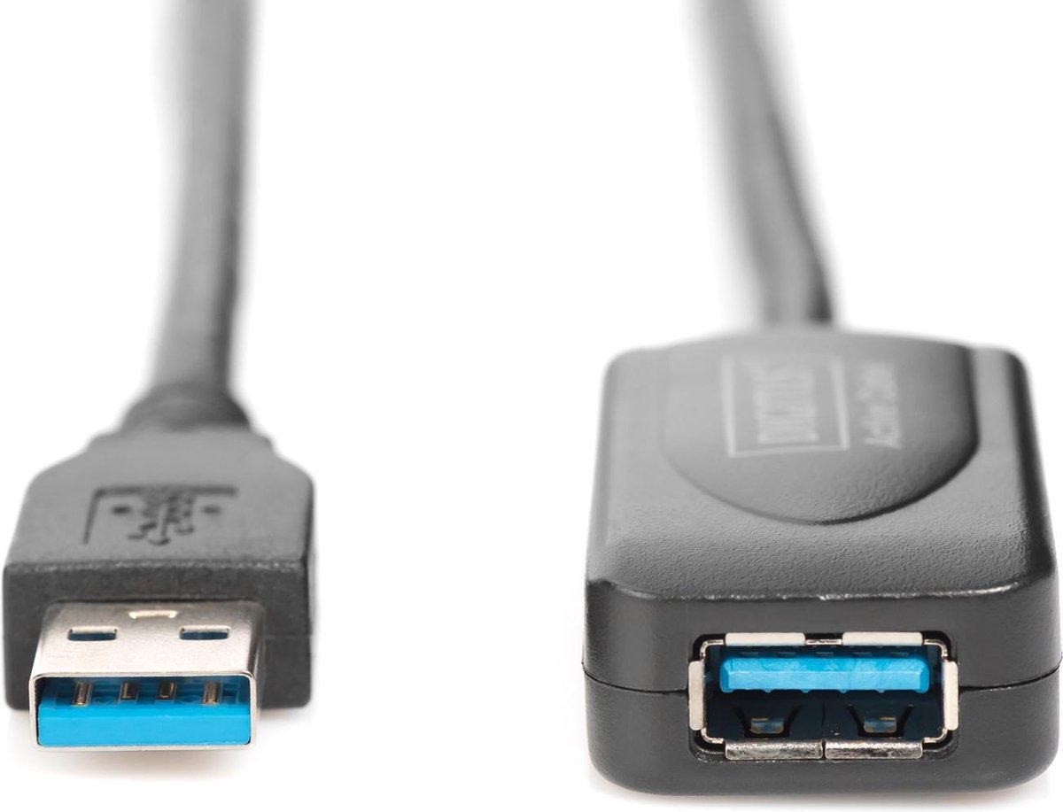 Digitus USB 3.0 Verlengkabel [1x USB 3.0 stekker A - 1x USB 3.0 bus A] 5.00 m Met verlengkabel - Zwart