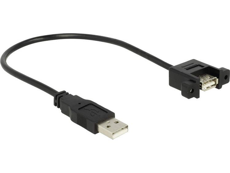 DeLOCK USB 2.0 Aansluitkabel [1x USB-A 2.0 stekker - 1x USB 2.0 bus A] 25.00 cm Vergulde steekcontacten - Zwart