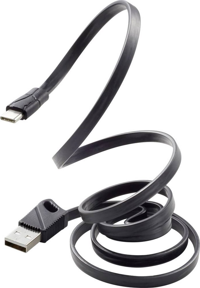 renkforce USB 2.0 Aansluitkabel [1x USB-A 2.0 stekker - 1x USB-C stekker] 1.00 m - Zwart