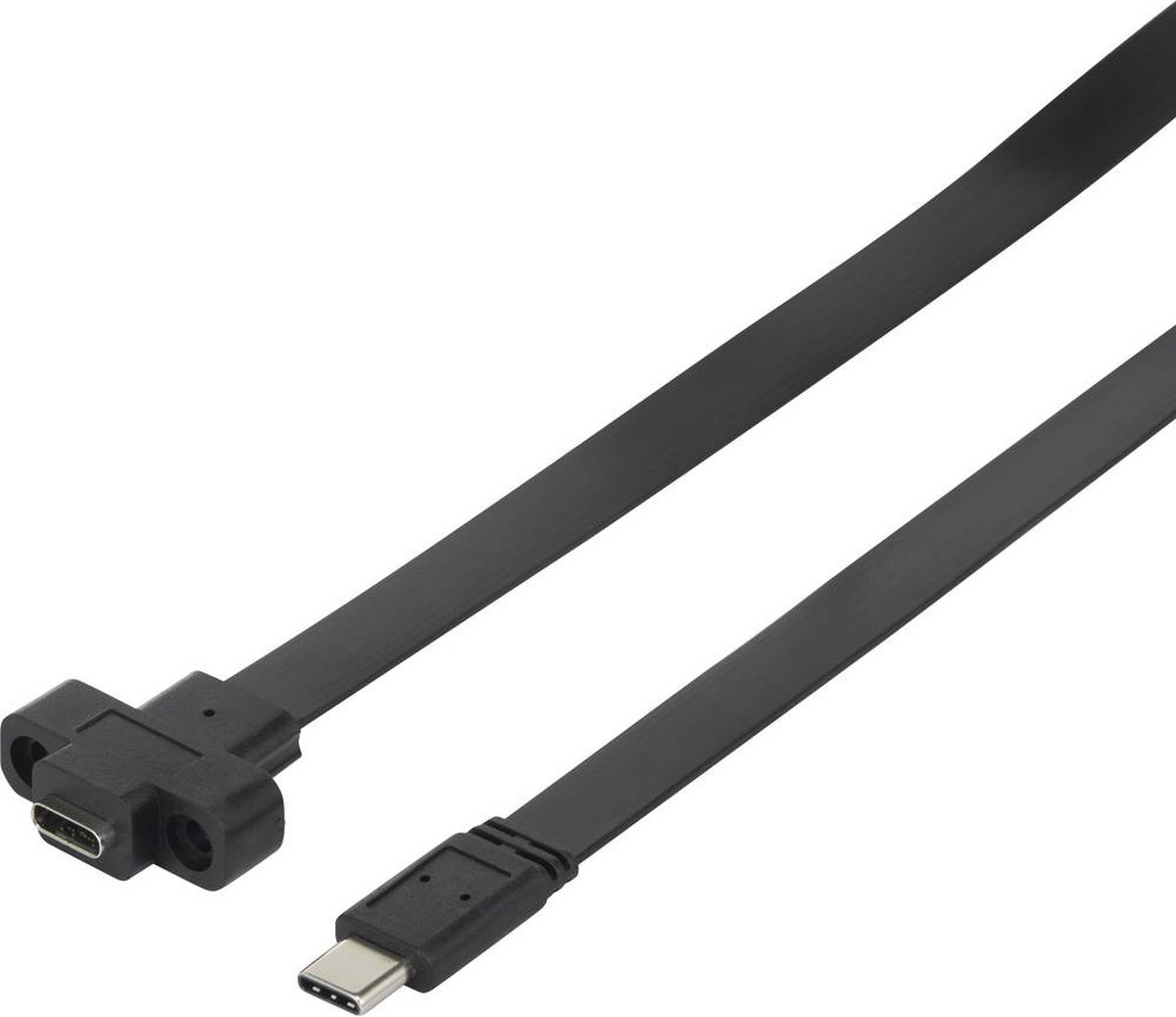 renkforce USB 3.0 Verlengkabel [1x USB-C stekker - 1x USB-C bus] 25.00 cm Schroefbaar, Zeer flexibel - Zwart