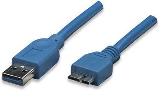 Techly USB 3.0 Aansluitkabel [1x USB 3.0 stekker A - 1x Micro-USB 3.0 B stekker] 0.50 m Vergulde steekcontacten - Blauw