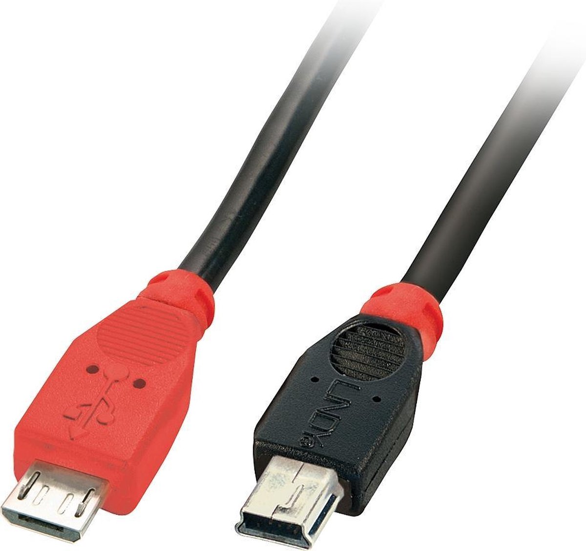 Lindy USB 2.0 Aansluitkabel [1x Micro-USB 2.0 B stekker - 1x Mini-USB 2.0 B stekker] 0.50 m Met OTG-functie - Zwart