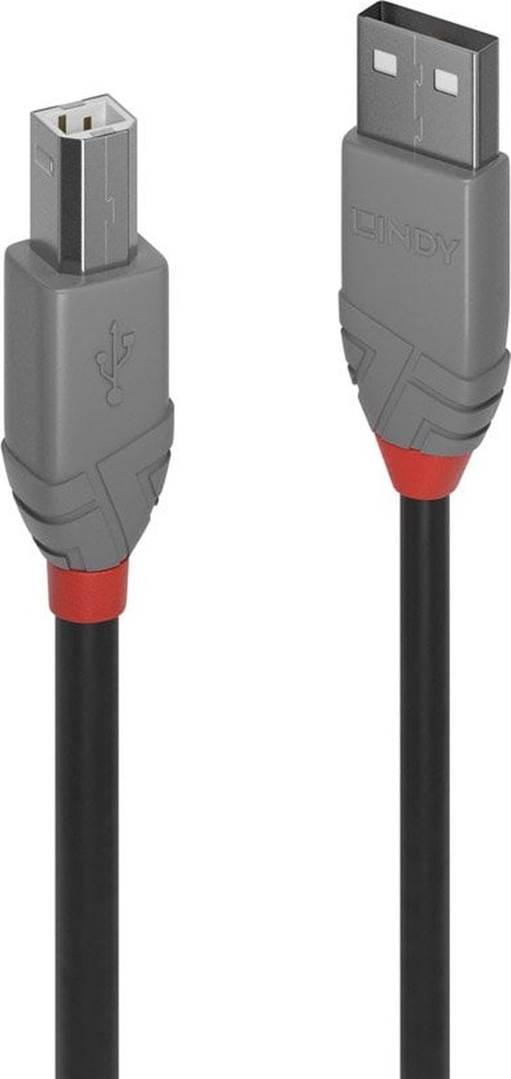 Lindy USB 2.0 Aansluitkabel [1x USB-A 2.0 stekker - 1x USB-B 2.0 stekker] 7.50 m - Zwart