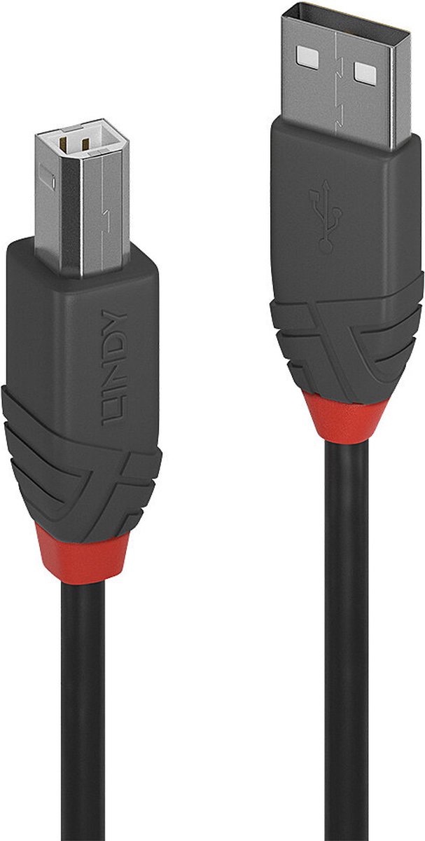 Lindy USB 2.0 Aansluitkabel [1x USB-A 2.0 stekker - 1x USB-B 2.0 stekker] 7.50 m - Zwart