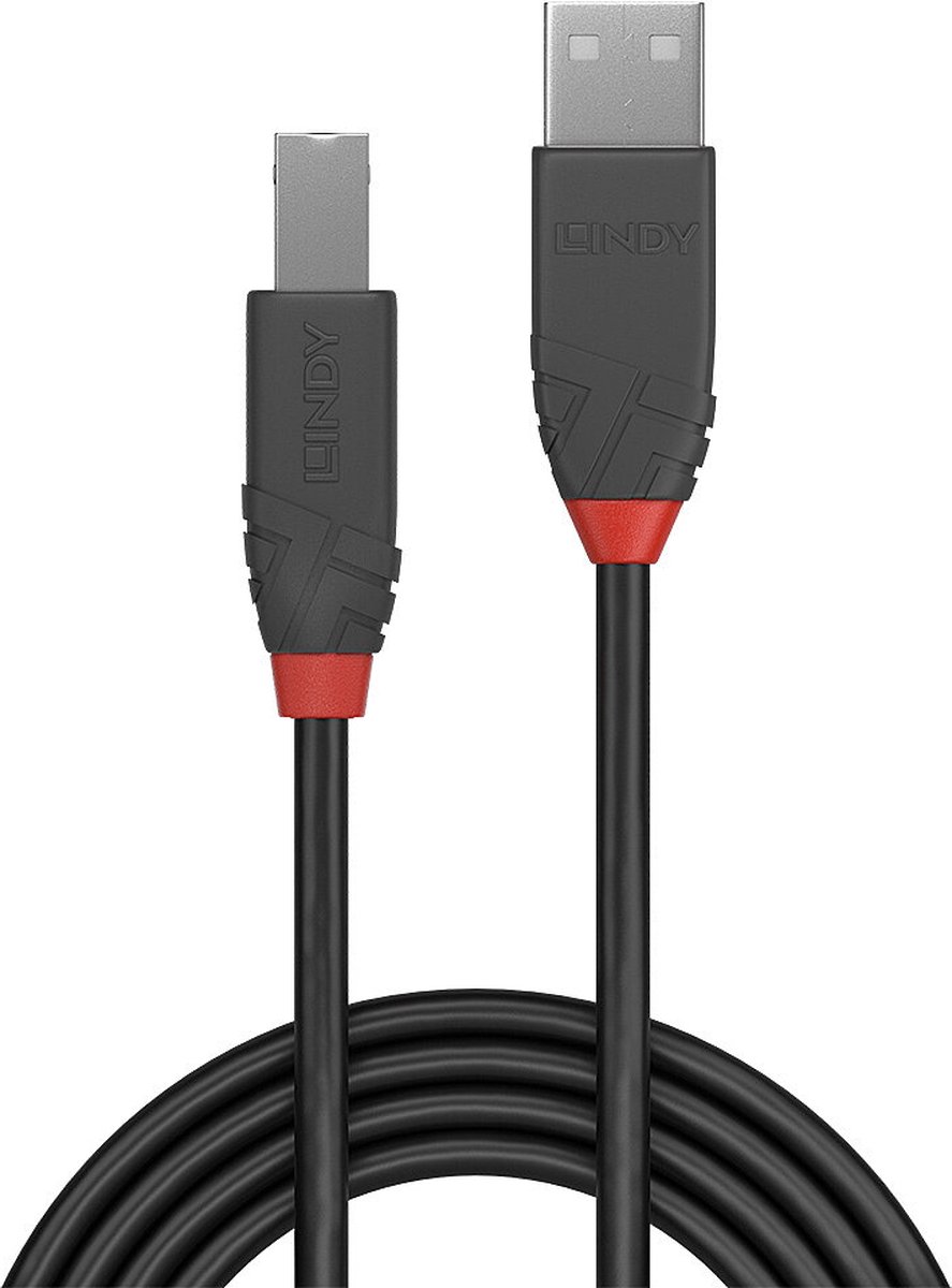Lindy USB 2.0 Aansluitkabel [1x USB-A 2.0 stekker - 1x USB-B 2.0 stekker] 7.50 m - Zwart