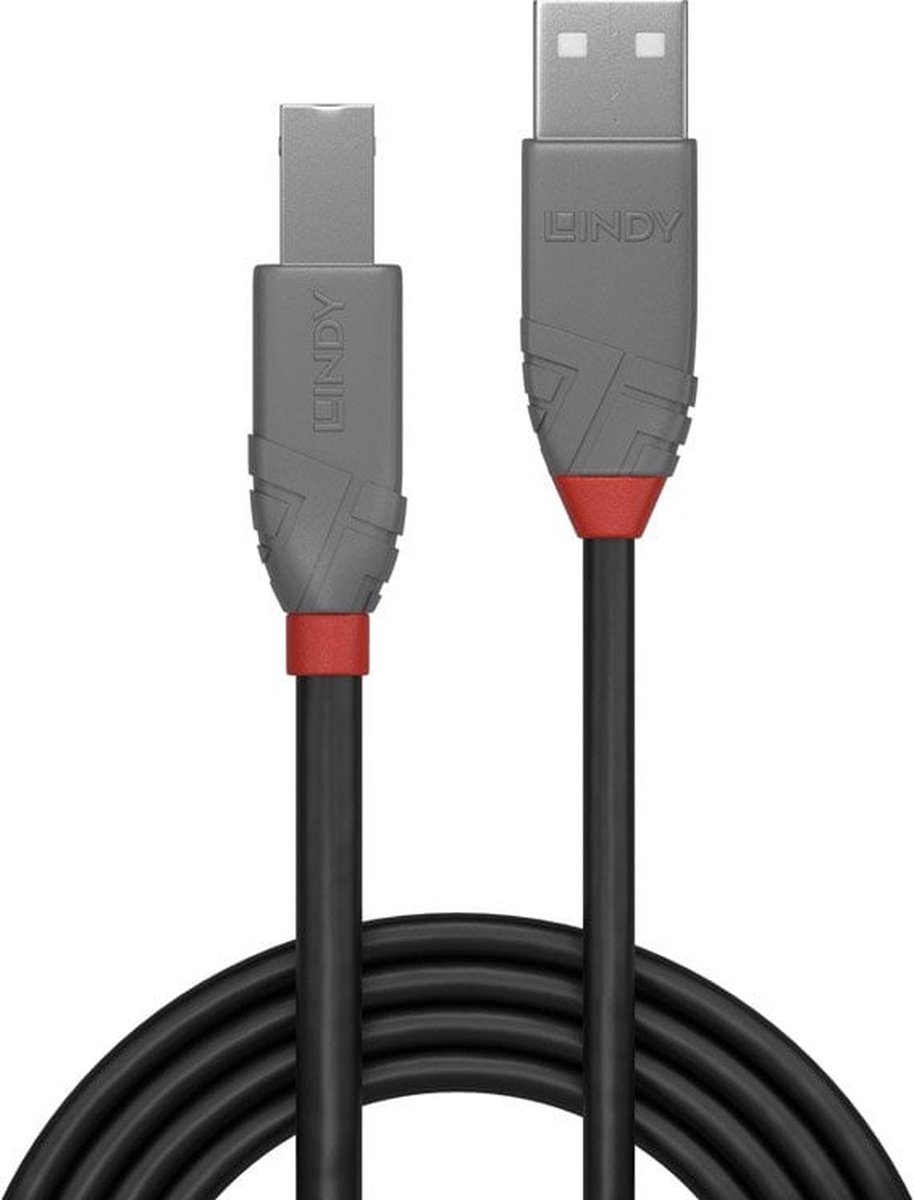 Lindy USB 2.0 Aansluitkabel [1x USB-A 2.0 stekker - 1x USB-B 2.0 stekker] 7.50 m - Zwart