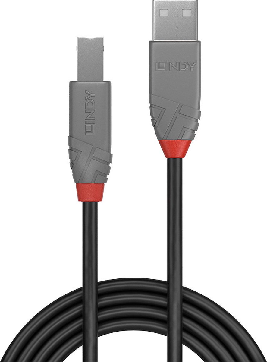 Lindy USB 2.0 Aansluitkabel [1x USB-A 2.0 stekker - 1x USB-B 2.0 stekker] 7.50 m - Zwart