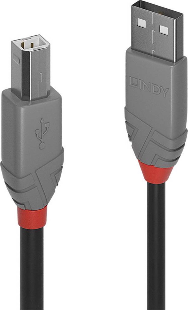 Lindy USB 2.0 Aansluitkabel [1x USB-A 2.0 stekker - 1x USB-B 2.0 stekker] 7.50 m - Zwart