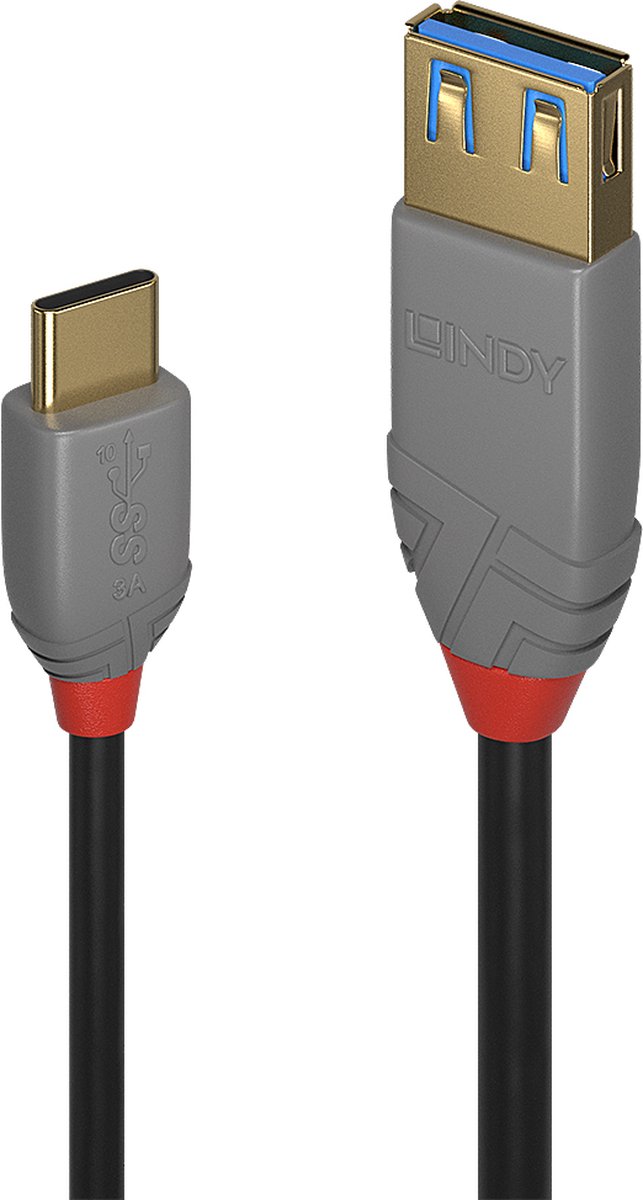 Lindy USB 2.0 Aansluitkabel 15.00 cm - Zwart