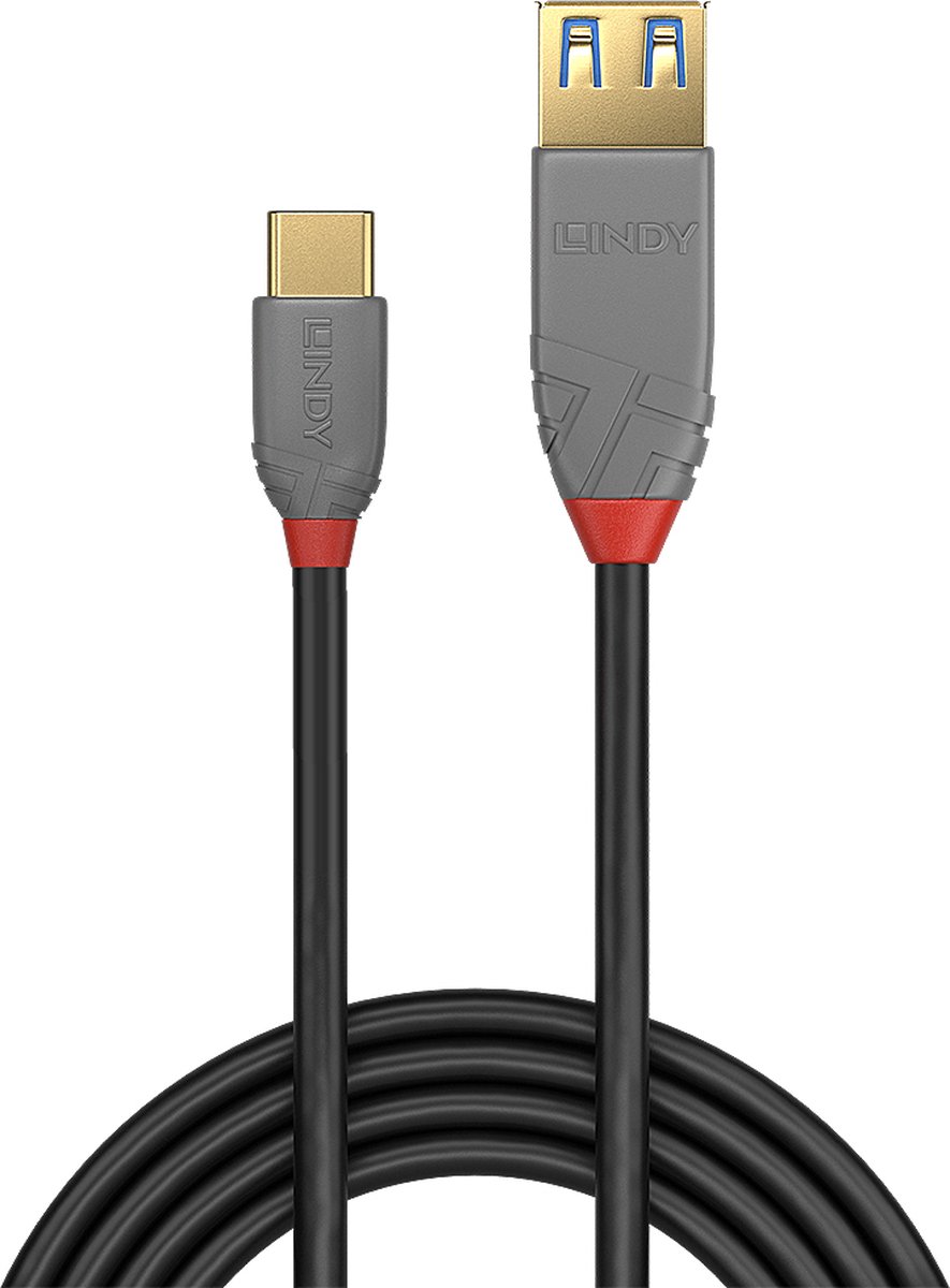 Lindy USB 2.0 Aansluitkabel 15.00 cm - Zwart