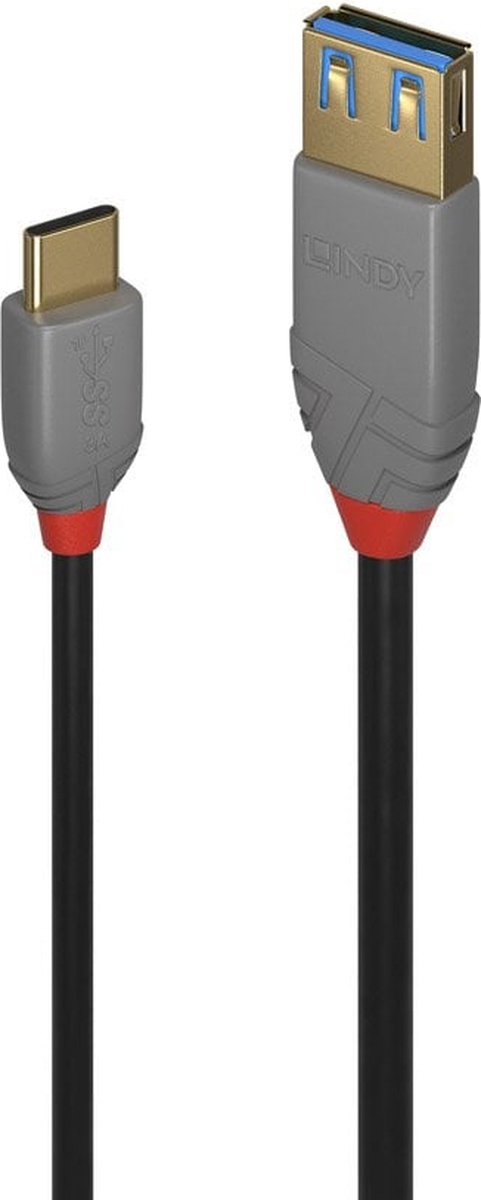 Lindy USB 2.0 Aansluitkabel 15.00 cm - Zwart