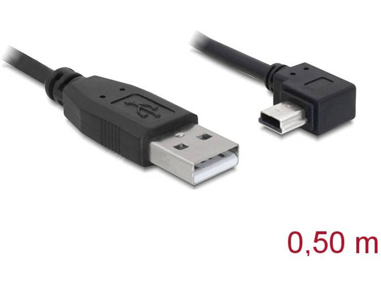 DeLOCK USB 2.0 Aansluitkabel [1x USB-A 2.0 stekker - 1x Mini-USB 2.0 B stekker] 0.50 m - Zwart