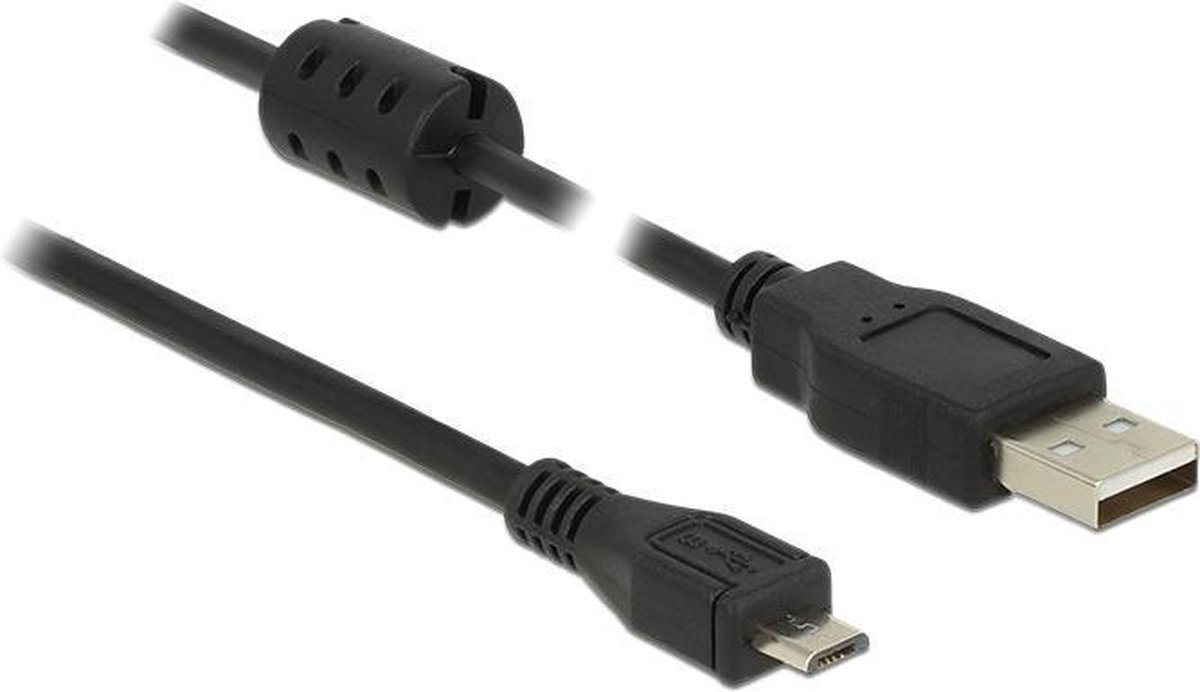 DeLOCK USB 2.0 Aansluitkabel [1x USB-A 2.0 stekker - 1x Micro-USB 2.0 B stekker] 1.00 m Met Ferrietkern - Zwart