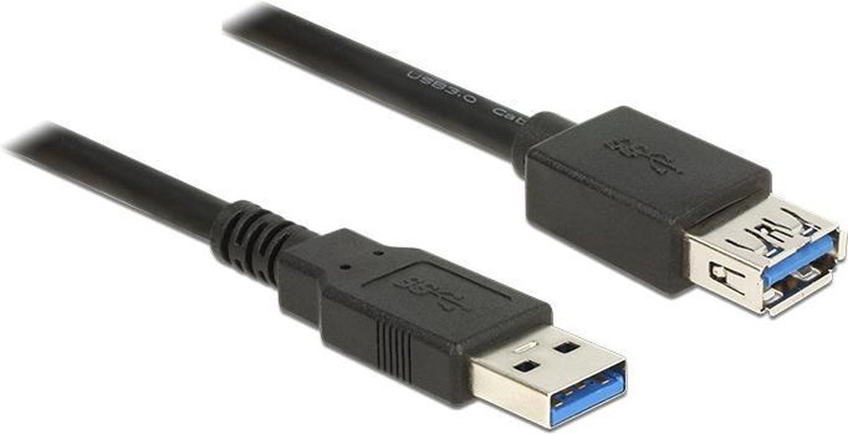 DeLOCK USB 3.0 Verlengkabel [1x USB 3.0 stekker A - 1x USB 3.0 bus A] 1.00 m Vergulde steekcontacten - Zwart