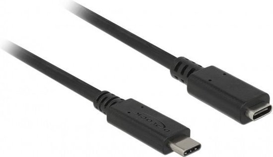 DeLOCK USB 3.1 (gen. 1) Verlengkabel [1x USB-C stekker - 1x USB-C bus] 1.00 m - Zwart
