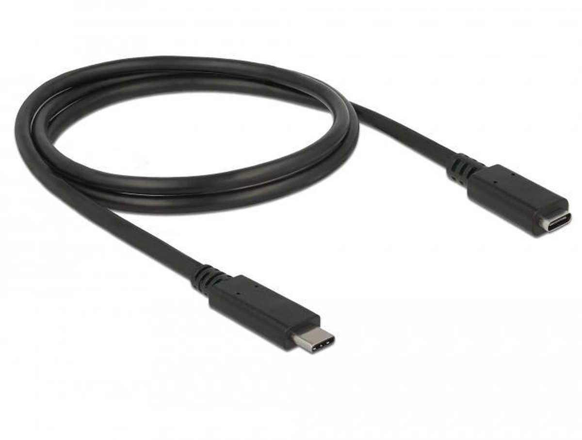 DeLOCK USB 3.1 (gen. 1) Verlengkabel [1x USB-C stekker - 1x USB-C bus] 1.00 m - Zwart