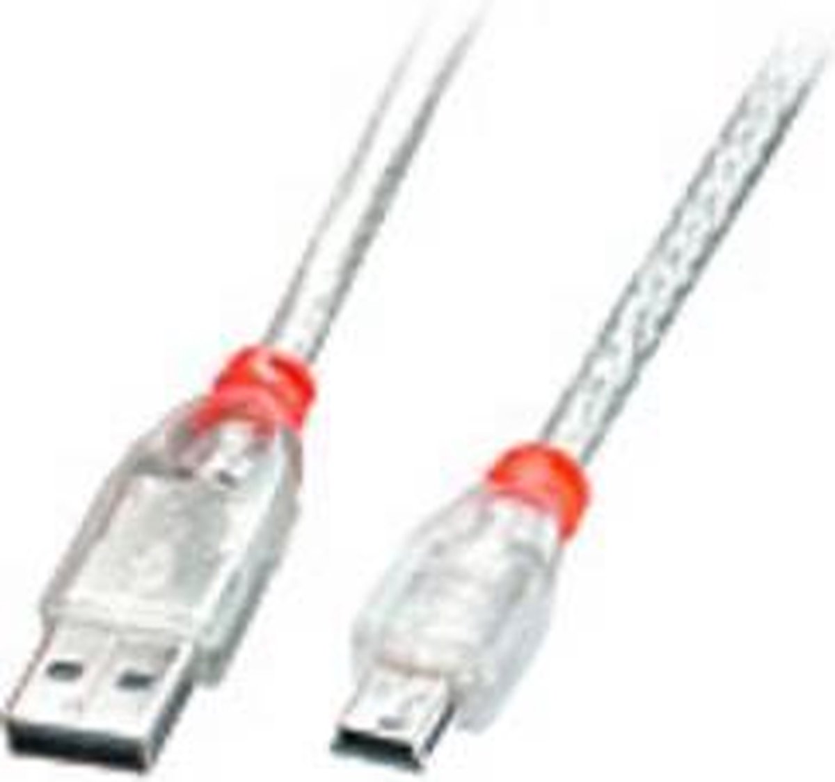 Lindy USB 2.0 Aansluitkabel [1x USB-A 2.0 stekker - 1x Mini-USB 2.0 B stekker] 5.00 m Transparant