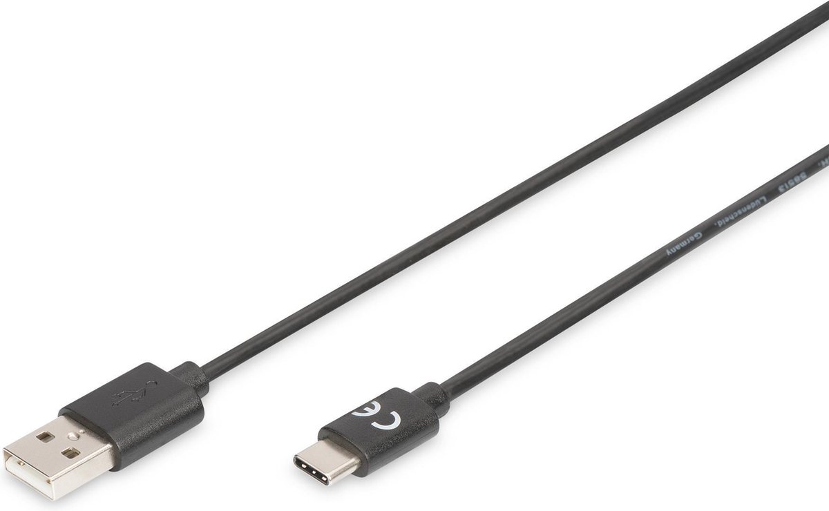 Digitus USB 2.0, USB-C Aansluitkabel [1x USB-A 2.0 stekker - 1x USB-C stekker] 4.00 m Flexibel, Folie afscherming, Afscherming gevlochten, Afgeschermd, - Zwart