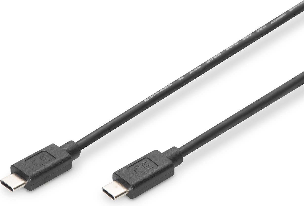 Digitus USB 2.0 Aansluitkabel [1x USB-C stekker - 1x USB-C stekker] 1.00 m Afgeschermd - Negro