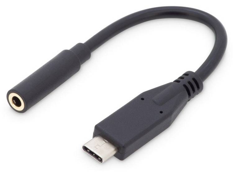 Digitus Audio Adapterkabel [1x USB-C stekker - 1x Jackplug female 3.5 mm] 20.00 cm Flexibel - Zwart