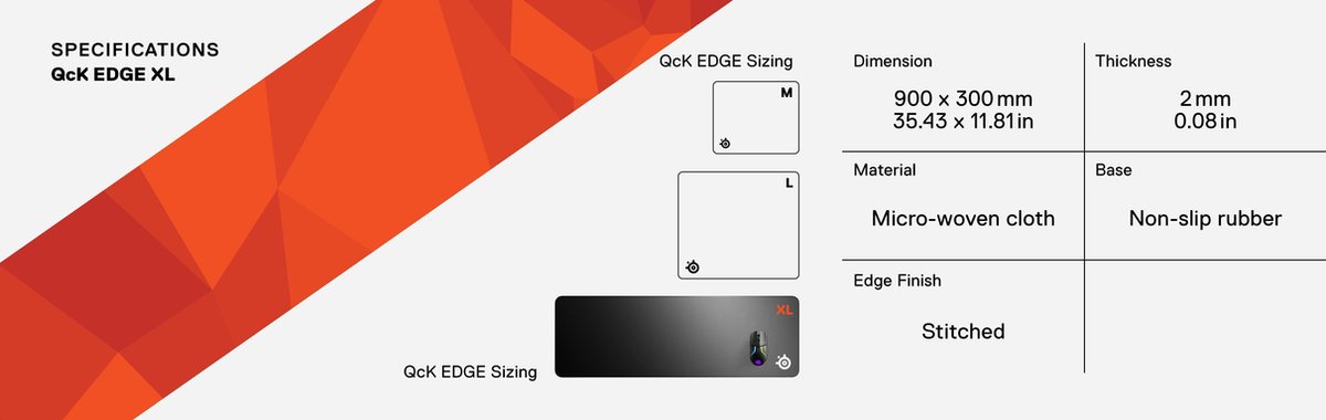 Steelseries QcK Edge XL Gaming muismat - Zwart