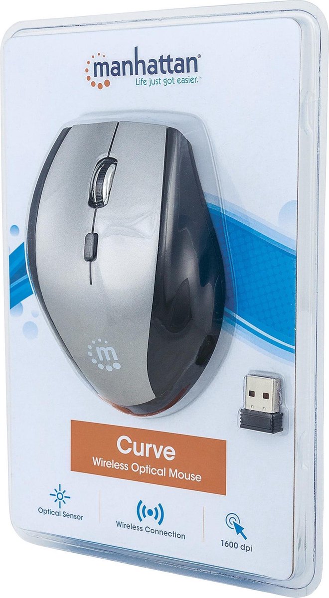 Manhattan Curve WiFi-muis Radiografisch Optisch Antraciet - Zwart