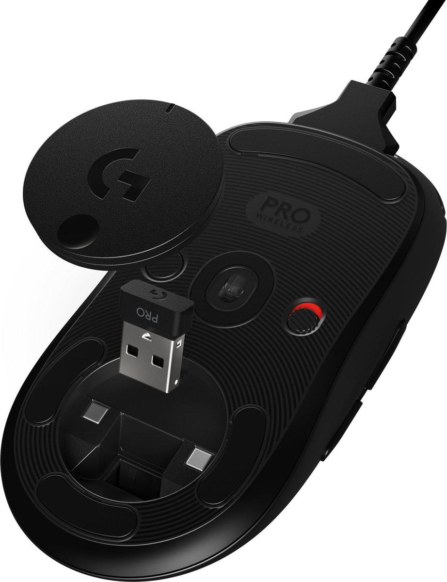 Logitech G Pro Gaming-muis Radiografisch Optisch Verlicht, Verwisselbaar zijpaneel, Afneembare kabel - Zwart