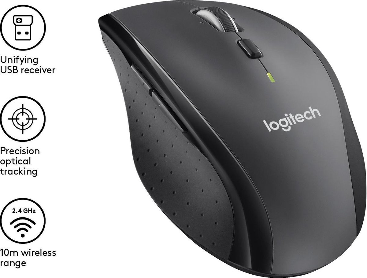 Logitech M705 Marathon WiFi-muis Radiografisch Laser Ergonomisch, Zilver - Bruin