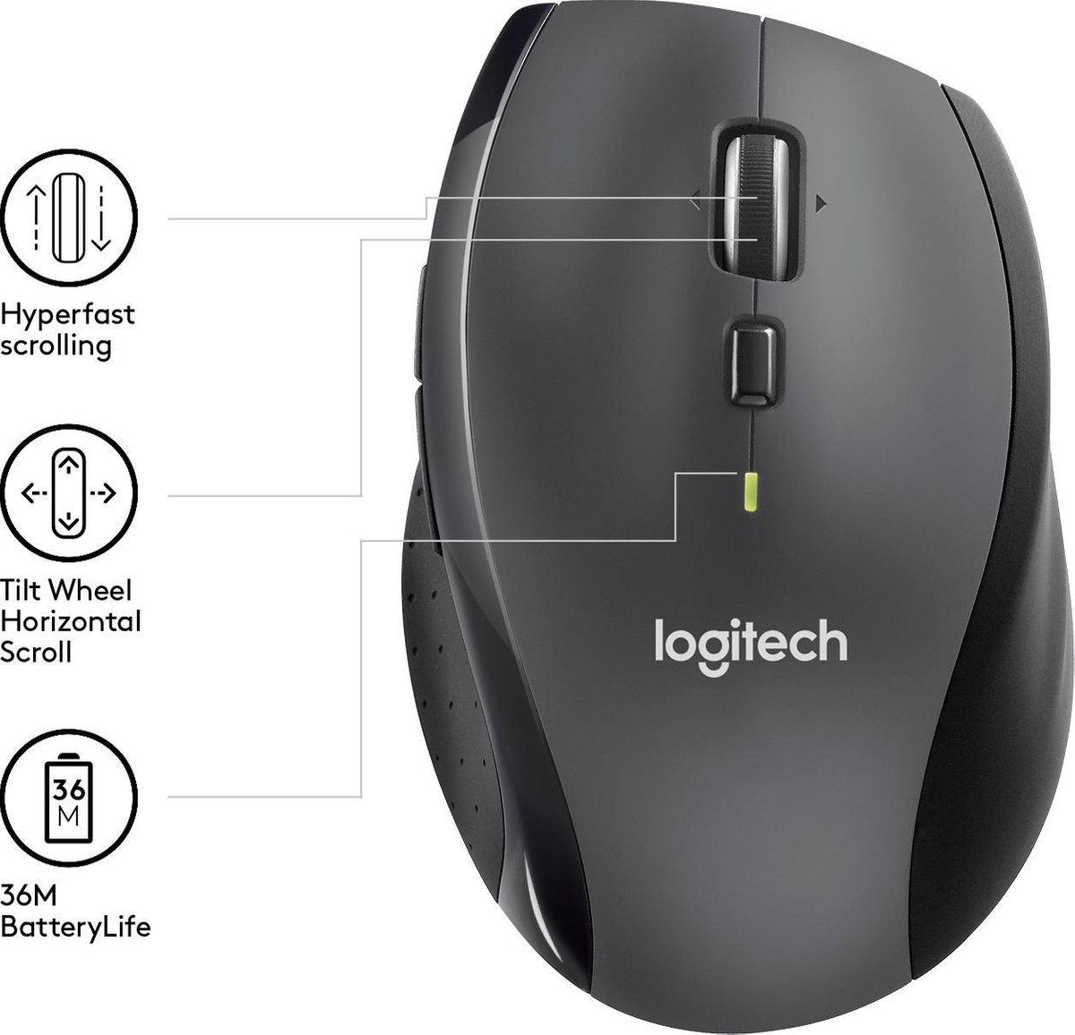 Logitech M705 Marathon WiFi-muis Radiografisch Laser Ergonomisch, Zilver - Bruin