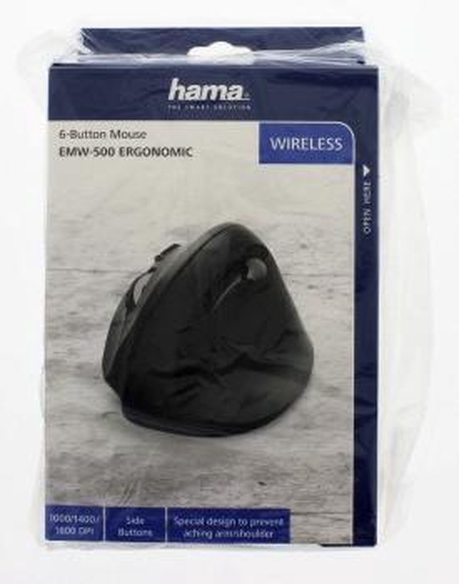 Hama EMW-500 Ergonomische muis Radiografisch Optisch Ergonomisch - Zwart