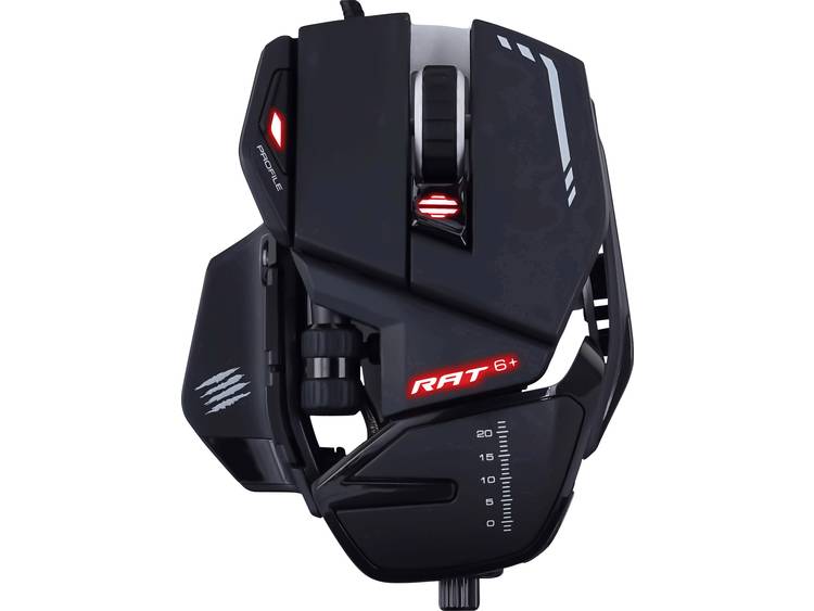MadCatz R.A.T. 6+ Gaming-muis USB Optisch Verlicht, Ergonomisch, Gewichtsreductie, Polssteun, GeÃ¯ntegreerd profielgeheugen - Zwart