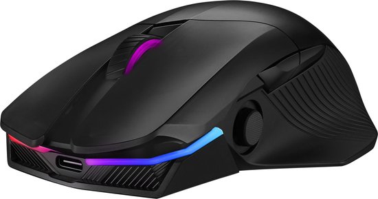 Asus ROG Chakram Gaming-muis USB Optisch Verlicht, Wireless Charging - Zwart