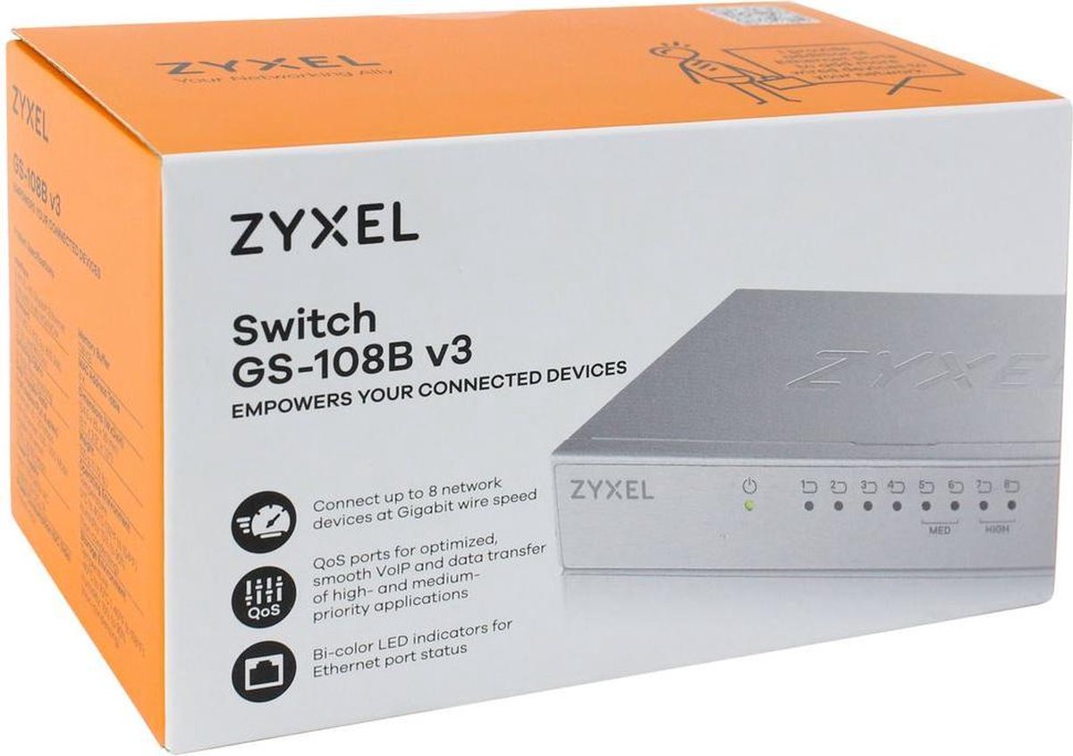 Zyxel GS-108B v3 8 Ports Netwerk switch 8 poorten 2.000 Mbit/s
