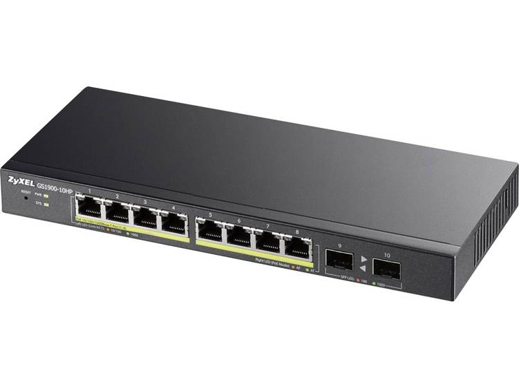 Zyxel 10x GE GS1900-10HP 8x PoE Ports, 2x SFP Netwerk switch 10 poorten