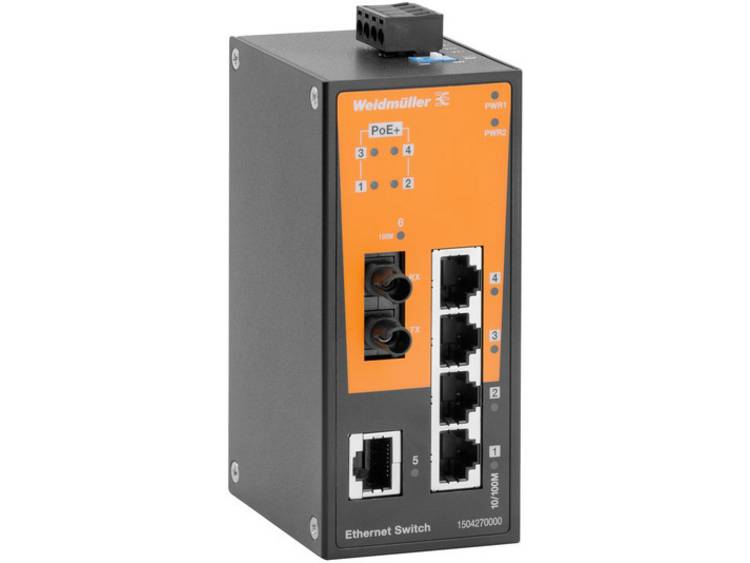 Weidmüller IE-SW-BL06T-1TX-4POE-1ST Industrial Ethernet Switch 10 / 100 Mbit/s PoE-functie
