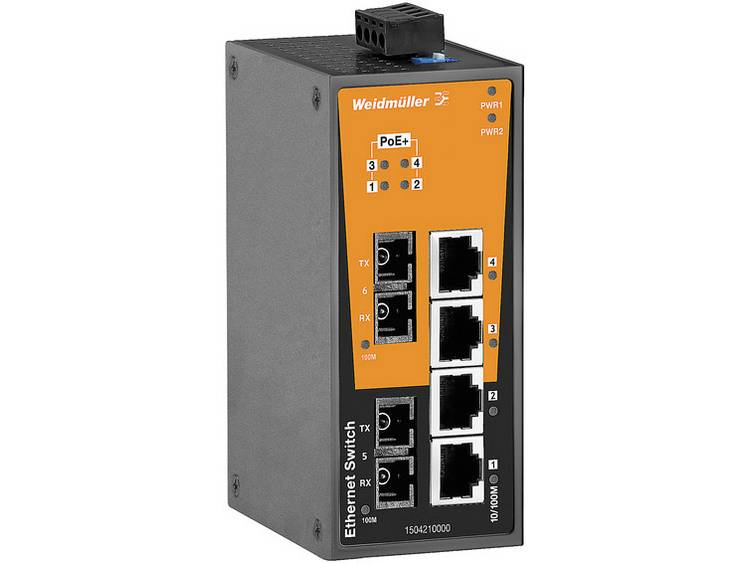 Weidmüller IE-SW-BL06-4POE-2SC Industrial Ethernet Switch 10 / 100 Mbit/s PoE-functie