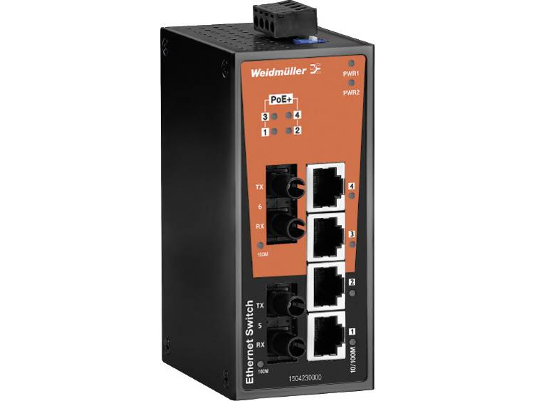 Weidmüller IE-SW-BL06T-4POE-2ST Industrial Ethernet Switch 10 / 100 Mbit/s PoE-functie