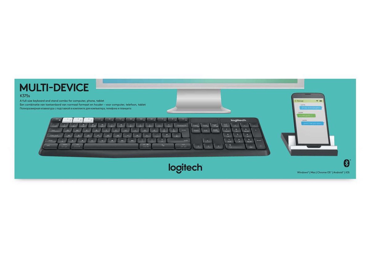 Logitech K375s Toetsenbord QWERTY - Zwart
