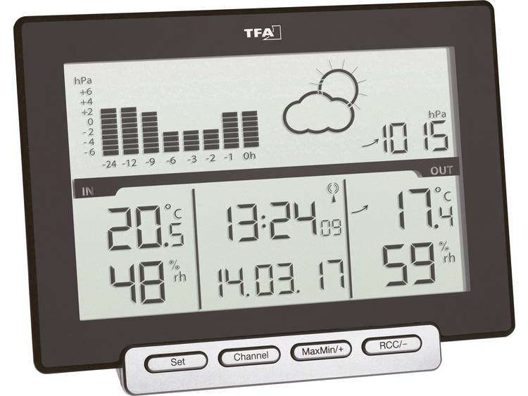 TFA Dostmann Meteo Sens 35.1139.01 Digitaal draadloos weerstation Voorspelling voor 12 tot 24 uur