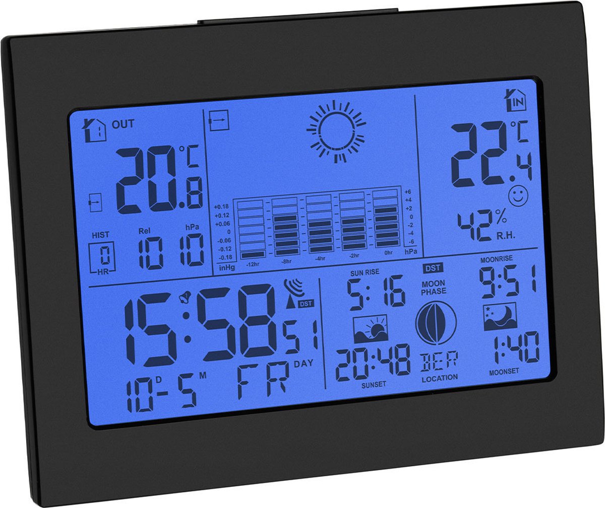 TFA Dostmann Funk-Wetterstation HORIZON 35.1155.01 Digitaal draadloos weerstation - Zwart
