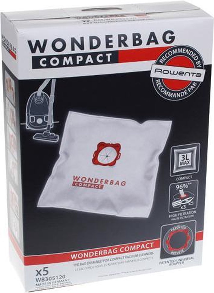Rowenta stofzuigerzak wonderbag Compact 5 zakken + 1 adapter