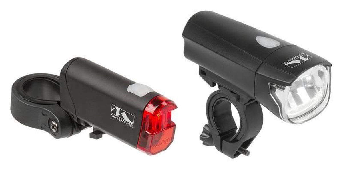 M-wave Fietsverlichtingsset ATLAS K50 LED - Zwart