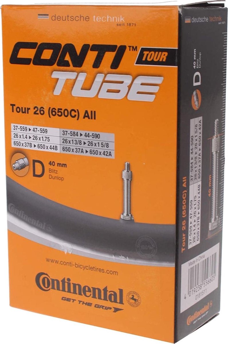 Continental Binnenband 26 inch Tour 26 37/559-47-597 DV40 Dunlop-ventiel (DV) - Zwart