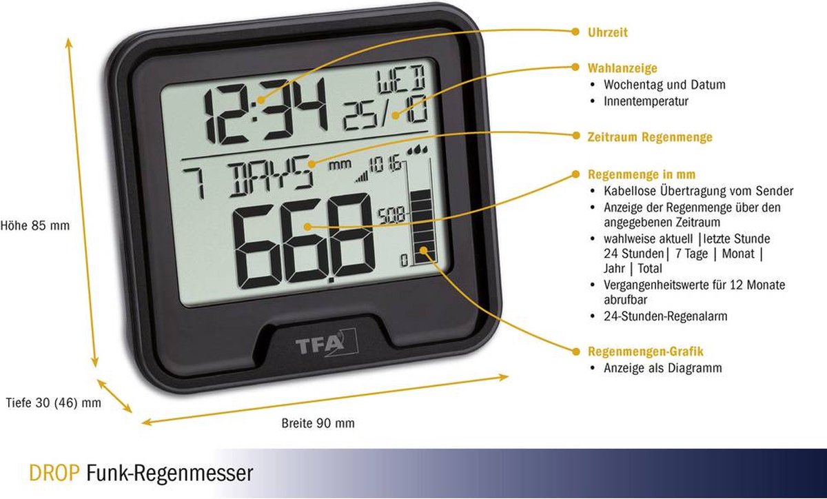 TFA Dostmann TFA DROP Draadloze regenmeter