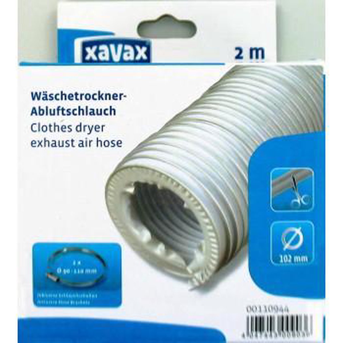 Xavax 00110944 - 2 m x 102 mm Afvoerslang voor wasdroger - Wit