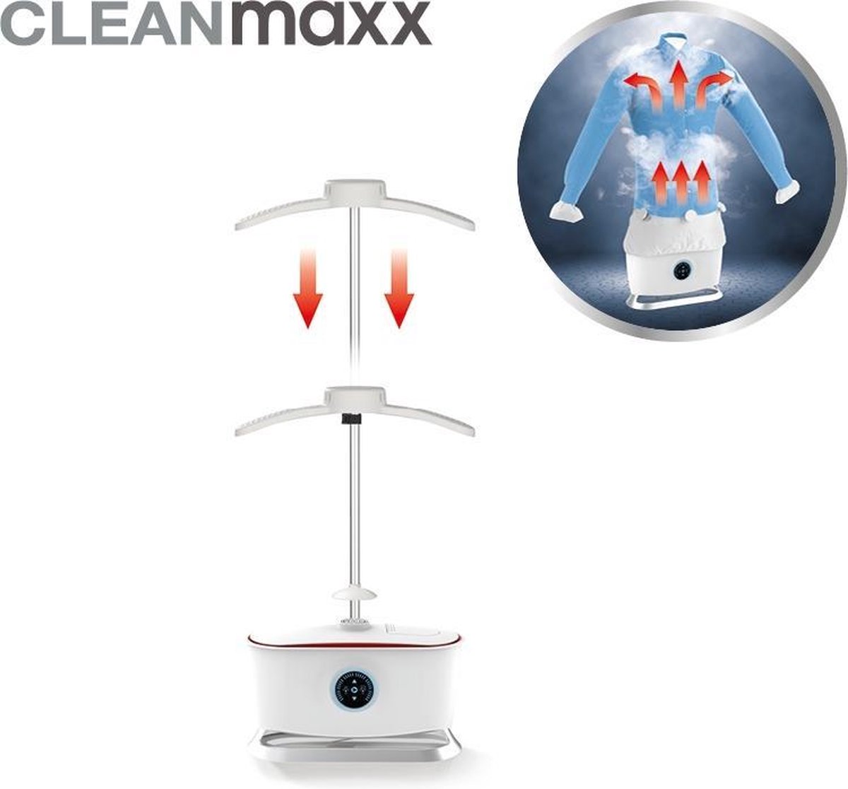 CleanMaxx 02968 Strijkmachine voor overhemden, Zilver (mat) 1800 W - Wit
