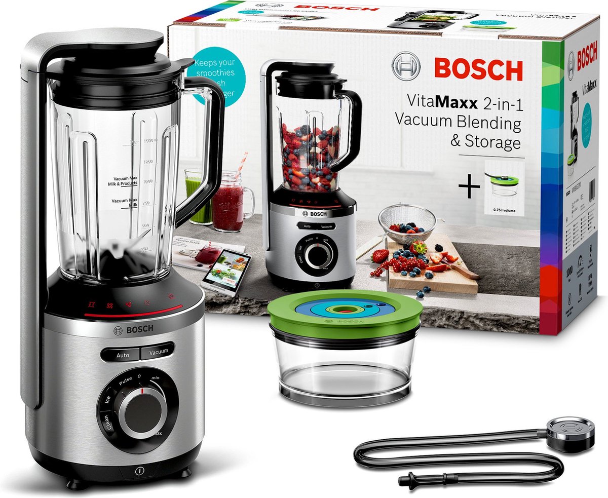 Bosch MMBV622M - Vitamaxx Blender 1000 W Aluminium, - Zwart