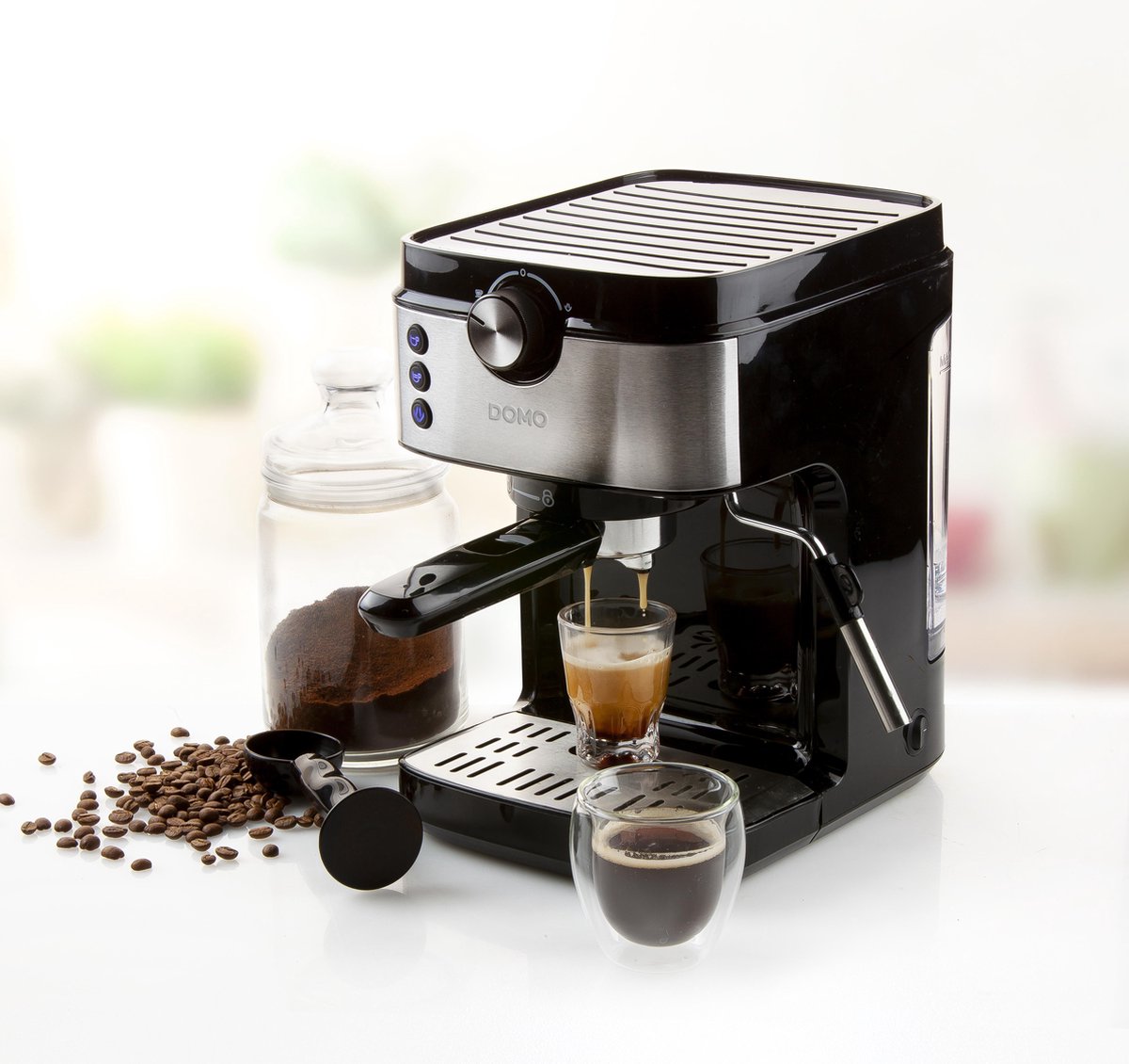 Domo DO711K Espressomachine, RVS 1450 W - Zwart