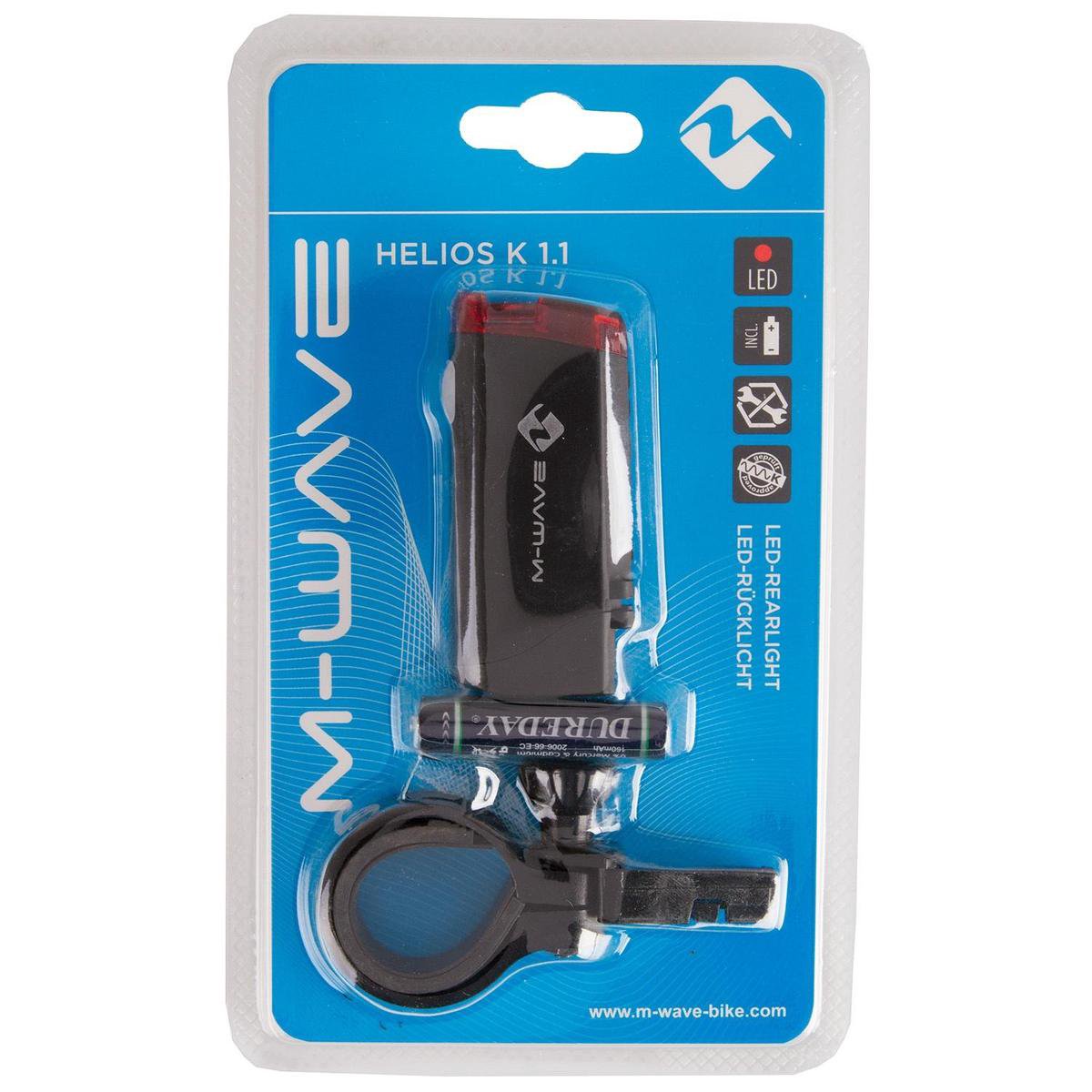 M-wave Achterlicht HELIOS K 1.1 LED werkt op batterijen - Zwart