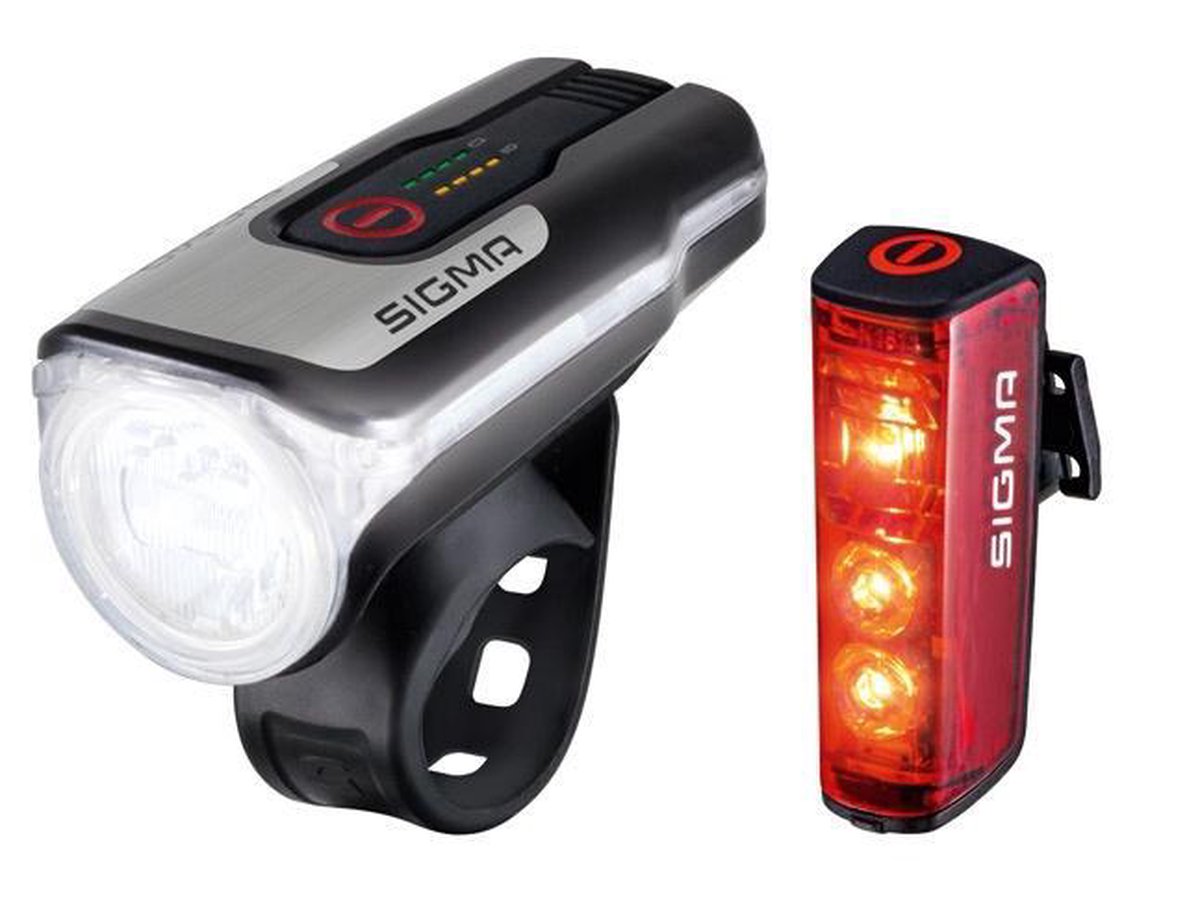Sigma Fietsverlichtingsset AURA 80 FL / Blaze Set LED werkt op een accu - Rojo